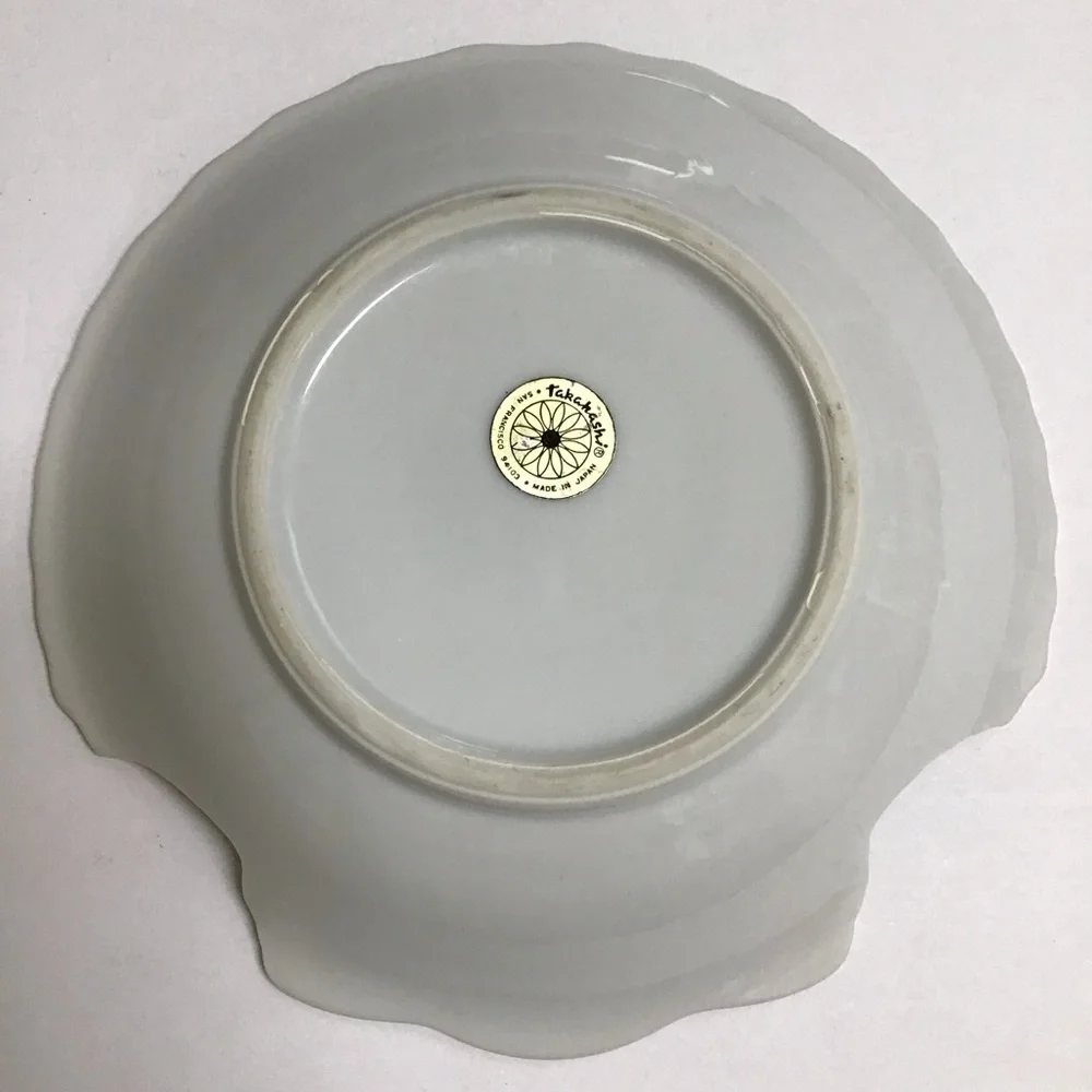 Vintage Takahashi Blue Floral Shell Shape Soap Dish Vanity Trinket Sea Japan